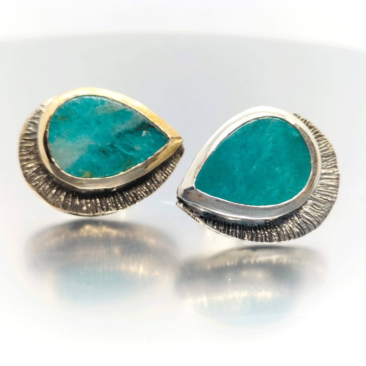 stud earrings from the 'Maja' collection with amazonite